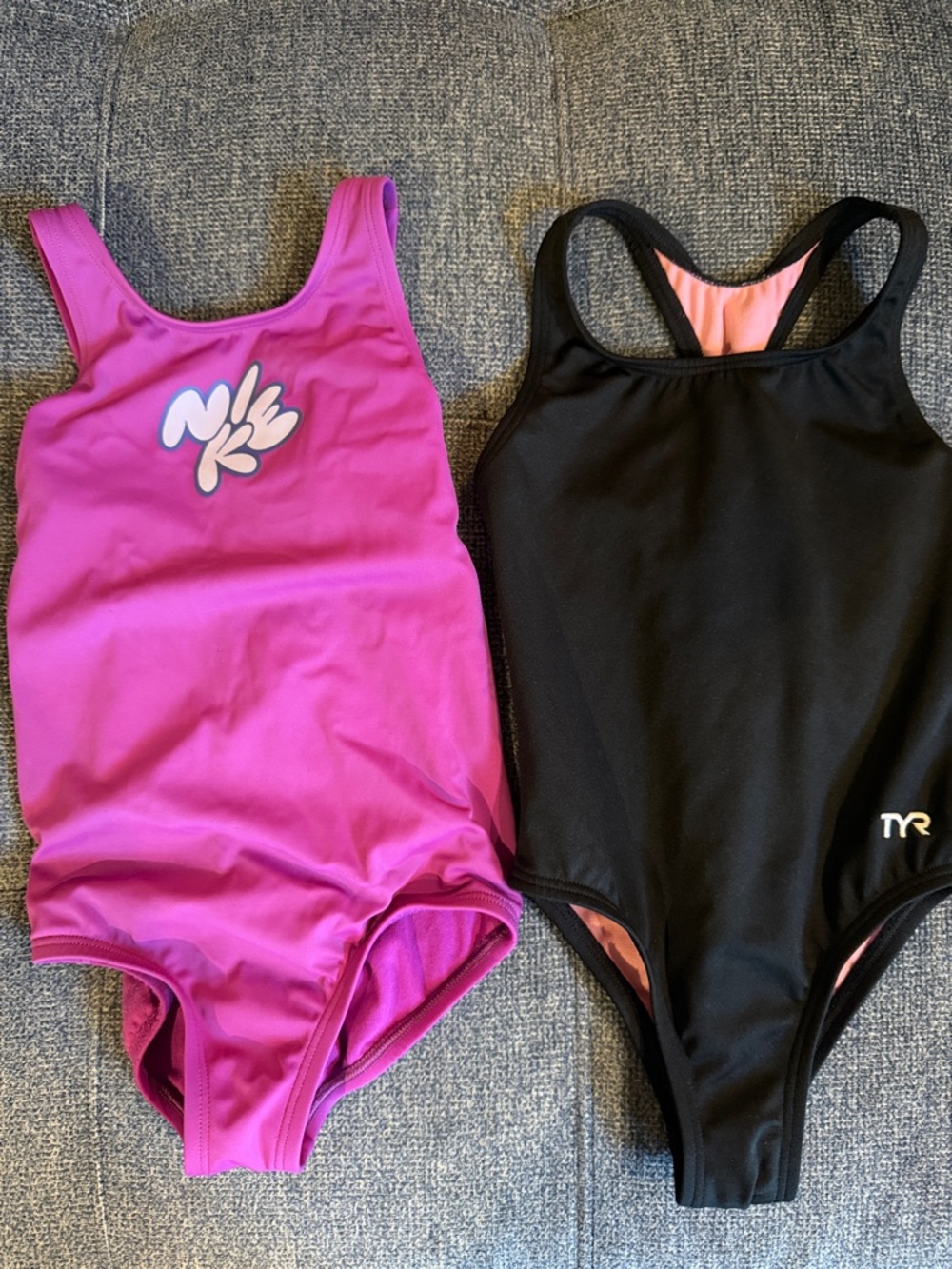 Pink Graphic One-Piece Swimsuit & Black TYR Racerback Swimsuit